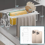TAILI Sponge Holder with Strong Suction Cup, 4-in-1 Rustproof Sink Organizer - Sink Caddy Holds Sponges, Brushes, Stoppers & Scrapers -White