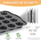 Cupcake Pan Nonstick 2 Pack (Grey, Mini 24 cup)