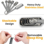 Stainless Steel Measuring Spoons Set of 6, Rectangular Metal Measuring Spoons for Dry & Liquid Ingredients, Slim Design Fits in Spice Jars, Kitchen Gadgets for Baking & Cooking