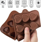 Puyeipt 4 Pcs Silicone Chocolate Molds, Non-Stick Candy Molds for Making Bite Size Chocolates, Candies, Truffles, Gummies, Jelly (Heart, Sunflower, Rose, Square, Swirl Shaped)