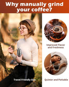 Stainless Steel Burr Manual Coffee Grinder For Drip,French Press,5 Adjustable Settings,Hand Mill with Built-In Burr,For Home Use and Camping (Stainless Steel burr-Sliver)