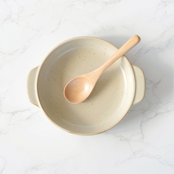 Santo Banko Ware Gratin Dish for One Person Capacity 13.5 fl oz (400 ml) Heat Resistant Pottery Oven Safe Direct Fire Microwave Dishwasher Safe Stackable Beige Made in Japan