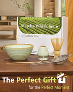 Vaiheng Matcha Whisk Set with Matcha Bowl, Matcha Whisk Holder Matcha Bamboo Whisks, Scoop, Sifter, Funny Gifts for Women Mom Her Girl Friend Home Kitchen Decor Gifts for Tea Enthusiasts Christmas