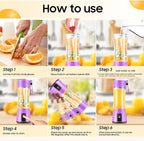 Portable Blender for Smoothies & Shakes - Cordless Personal Size Blender with 6 Blades, 380Ml Juice Cup, Lightweight & Rechargeable, Freshly Squeezed for Picnic/Sports/Office, Mother's Day