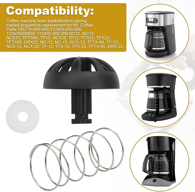 2-Pack Coffee Machine Brew Basket Bottom Spring Loaded Stopper Kits Fits for Mr Coffee Black and Decker Hamilton Coffee Maker Parts, Replace 990117900 990237500 185774-000-000 112435-000-000
