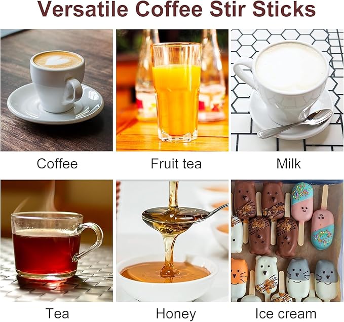 Wooden Coffee Stirrers 5.5" Coffee Stir Sticks 1000 Pcs, Natural Birch Round End Thick Birch Wood Eco-Friendly， Suitable for Coffee, Cocktail and Hot Drinks