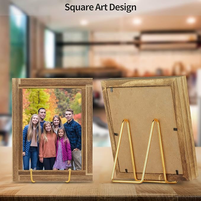 IBosins 5 Pack 4 Inch Plate Holder Display Stands, Metal Gold Frame Stand for Picture, Book, Photo Easel, Creation, Collectibles