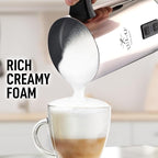 Zulay 4-in-1 Milk Frother & Steamer – Hot & Cold Foam Maker, Milk Warmer & Chocolate Stir – Automatic Temp Control, Nonstick Double-Wall Stainless Steel Jug, Auto Shut Off, 360° Base – Aero Silver