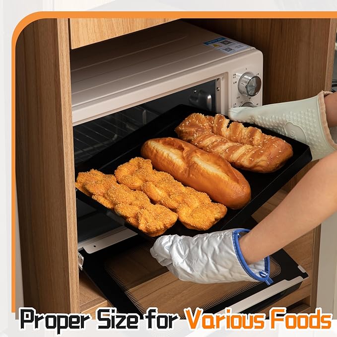 Teenyyou 4 Pcs 12 x 12 x 1 Inch PTFE Solid Oven Basket Non Stick Cooking Basket Cooking Trays for Quick Oven Accessories Baking Chips Chicken Wings Bread Heating