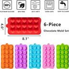 6 Pack Flower Shape Chocolate Candy Molds Silicone, Food-Grade Non-Stick Jelly & Baking Molds, Crayon Molds, BPA-Free, Including Heart, Rose, Tulip, Daisy, Sunflower, and Other Flowers (Multicolor)