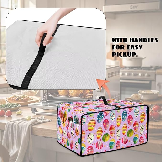 Easter Egg Polka Dot Print Toaster Oven Dust Cover for Easter Decor, Microwave Oven Cover, Stain-proof Case Fits Most Kitchen Small Appliances, (Small-14.5*18.46*9 inches)
