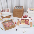 Brown Bakery Boxes with Window (36pcs, 9x9x2.5 Inch) for Christmas: Ideal for Pie, Cookies, Chocolate Covered Strawberries, Breakable Heart & Charcuterie