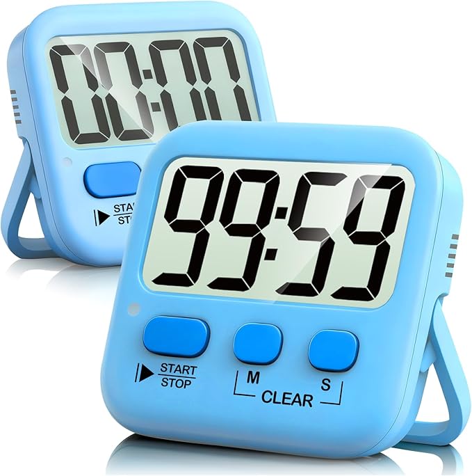 Antonki 2 Pack Digital Timer for Kids, Magnetic Countdown Kitchen Timers for Cooking, Egg, Classroom, Teacher, Exercise, Study, Oven - Battery Included