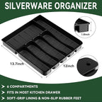 JUNLIN 49 Pieces Black Silverware Set with Steak Knives, Stainless Steel Silverware with Organizer Flatware Utensils Set for 8, Forks and Spoons Silverware Set Cutlery Set