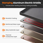 Nightcore 27" Large Electric Griddle, Teppanyaki Grill w/Adjustable Thermostat, Insulated Handles, Drip Tray & Nonstick Surface, Pancake Griddle, Indoor Outdoor Tabletop BBQ Grill for Party Camping