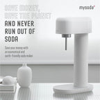 Mysoda Ruby 2 Carbonated Water Machine - Silent and Long-Lasting Aluminium Soda Maker with 1L Water Bottle - Without CO2 Cylinder - White