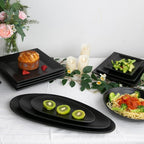 vicrays Large Oval Serving Platters, 16"/14"/10" Porcelain Serving Platters for Party, BBQ,Stackable Serving Trays Serving Plates for Appetizers, Sushi, Restaurant, Set of 3 (Black)`