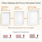 Lifewit Serving Tray for Party Supplies, Reusable Serving Platter for Catering, Snack, Fruit, Charcuterie, Appetizer, Plastic Food Trays, Hosting Essentials, BPA Free, 6 Pcs, Extra Large(16" x 12")