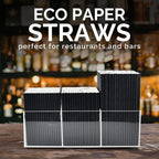 Black Paper Straws, Solid black/250 Bulk, Biodegradable Paper Drinking Straws for Cocktail, Drinks, Bars and Restaurant, 7.75"x0.24"