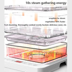 3 Layers/40l Food Steamer 800w Electric Multicookers | Automatic Heat Preservation Steamer Cookware | Touch The Visual Panel Hot Food Heater | Foldable Split Design