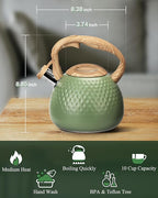 Hauce Radio Tea Kettle Stovetops, 2.5 Quart Food Grade Stainless Steel Water kettles for Stove Top Teatop with Anti-hot Ergonomic Handle,Suitable for All Heat Sources