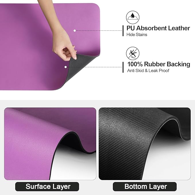 Ecotrim - Dish Drying Mat for Kitchen Counter | Coffee Bar Mat for Countertops | Heat Resistant Drainer Mat with Non-slip Rubber Backed | Hide Stain Kitchen Absorbent Draining Mat | Purple 18"x24"