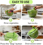Salad Spinner, Large Vegetables Wash Bowl, 4.8 Qt Fruits Lettuce Dryer with 5 Blade Slicer and Slicer Egg Yolk Strainer Shredder for Salad Cleaner