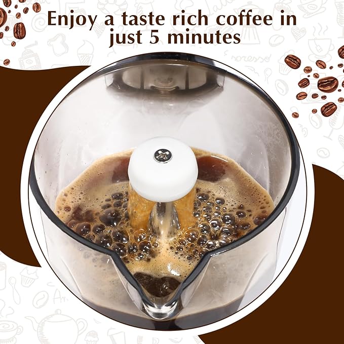 Electric Espresso Maker Transparent Coffee Maker Electric Moka Pot Portable Aluminum Espresso Machine Italian Moka Pot with Detachable Base, Coffee Gift for Women Men Home Travel(Red,6 Cup)