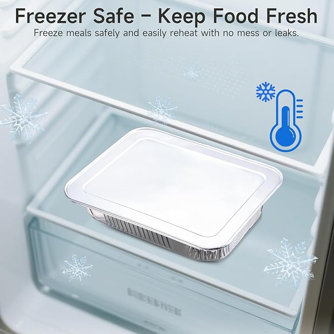 Disposable Aluminum Foil Pans with Lids 9x13-10 Pack Aluminum Foil Pans, Heavy Duty Aluminum Baking Pans for Cooking, Baking, Meal Prep, Parties & Food Storage
