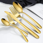 Hunnycook Gold Silverware Set - 20PCS Stainless Steel Silverware Set for 4, Includes Forks Spoons and Knives, Utensil Sets for Home Kitchen Restaurant, Dishwasher Safe