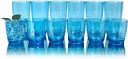 Set of 6 Hammered Style 15-ounce/430ml Acrylic Glasses Plastic Tumbler,BPA Free,Dishwasher Safe (Blue)