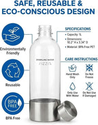 FIZZIT 1L Carbonating Bottles 2 Pack – Compatible with SodaStream,Terra Art, Aarke & Philips Soda Maker – BPA Free Reusable Sparkling Water Bottle – Replacement with Stainless Steel base & cap