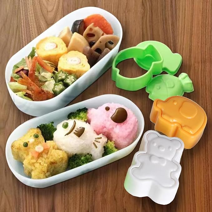 10 Pcs Onigiri Mold Set, Rice Mold Musubi Maker Mold Kit, Non Stick Musubi Maker Press Rice Ball Mold Shaker Donut Shaper Sushi Maker Tool for Kids Bento Lunch and Home DIY