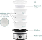 Elite Gourmet Maxi-Matic Electric Food Vegetable Steamer with BPA-Free 3 Tier Stackable, Nested Basket Trays, Auto Shut-off 60-min Timer, 800W, 9 Quart, Stainless Steel