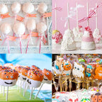 360pcs Cake Pop Sticks and Wrappers Ties Kit, Including 120ct 6-inch Paper Lollipop Stick, 120ct Cake Pop Parcel Bag, 120ct Gold Twist Tie for Candy Making Packaging Supplies