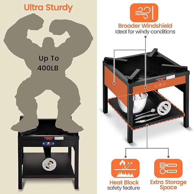 ARC 100QT Stainless Steel Seafood Boiling Kit, 200,000BTU Propane Burner for Outdoors Cooking, Large Stock pot w/Basket for Shrimp, Lobster, Crab Crawfish, Turkey Deep Fryer, Seafood Boil Pot 24GALLON