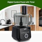 Camic Food Processor and Blender for Home Use, 600W, Blending, Grinding, Shredding, Slicing, Doughing, Meat and Vegetable Chopping, Ice Crushing, 6 Presets, Easy to Operate and Clean (Upgrade Version)