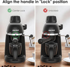 SOWTECH Coffee Machine, 3.5 Bar Espresso Cappuccino Machine with Milk Frother, 1-4 Cup Portable Coffee Maker for Latte, Cappuccino, 800W, Black