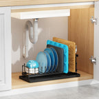 ANTOPY Small Dish Drying Rack - Compact Dish Rack for Kitchen Counter with Silicone Dish Drying Mat, Stainless Steel Dish Drainer for Kitchen Sink Cabinet, Space Saving Plate Rack Cutlery Holder