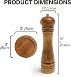 Wood Salt and Pepper Grinder, Salt Grinder and Pepper Mill, Oak Wood Shakers with Adjustable Ceramic Grinders (10″ - 1 Pack with Tray)