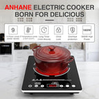 Electric Cooktop Single Burner Portable Stove 1800W 110v -120v Countertop Hot Plates Electric Plug in, Touch Control, Child Lock, 9 Power Levels Low Noise, 4 Hour-Timer Infrared Cooktop