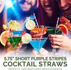 Small Purple Paper Cocktail Straws, 5.75 inch, 500 counts, Disposable Short Sipping & Stirring Straws - Biodegradable