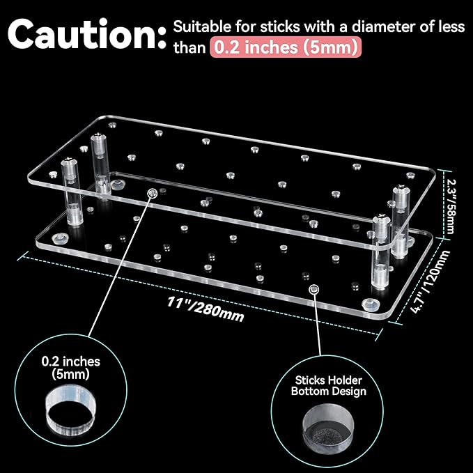 Goabroa Cake Pop Stand, 21 Holes Clear Acrylic Cakepops Display Stand, Transparent Cake pop Holder for Cake pop Sticks Under 0.2 inch (5mm) Diameter