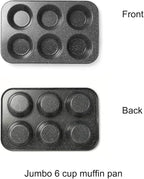 Monfish large muffin pan Jumbo Cupcake tin grey stone finish non sticking 3.5x1.75 inch cup