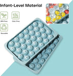Ice Cube Trays with Lid and Bin, 0.8 IN Small Round Ice Cube Mold - Easy Release Stackable Ice Ball Maker for Cocktail,Whiskey and Drinks, BPA-Free(0.8in/64 balls&box)