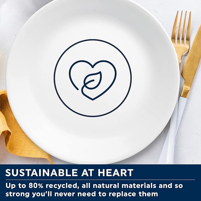 Corelle Dinnerware Set, 12-Piece, Linen Weave, Tempered Glass, Dinner Plates, Side Plates & Bowls, 3X More Durable, Half The Space & Weight of Ceramic, 1146908
