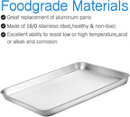 Cookie Sheet Baking Sheet Set of 3, Bastwe Commercial Grade Stainless Steel Baking Pan, Professional Bakeware Oven Tray, Healthy & Non-toxic, Rust Free & Mirror Finish, Easy Clean & Dishwasher Safe