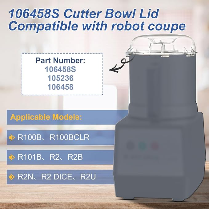 106458S Cutter Bowl Lid Compatible with robot coupe R2、R2B、R2 DICE、R2N、R101B Food Processor