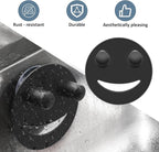 Stainless Steel Smiley Face Sponge Holder, Silver Sink Caddy Organizer Storage with Suction Cup for Kitchen, Kitchen Accessories Decor Scrubber-Black