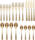 Oneida 894806 Kenbrook Champagne Tumbled 20 Piece Everyday Flatware Set, Service For 4